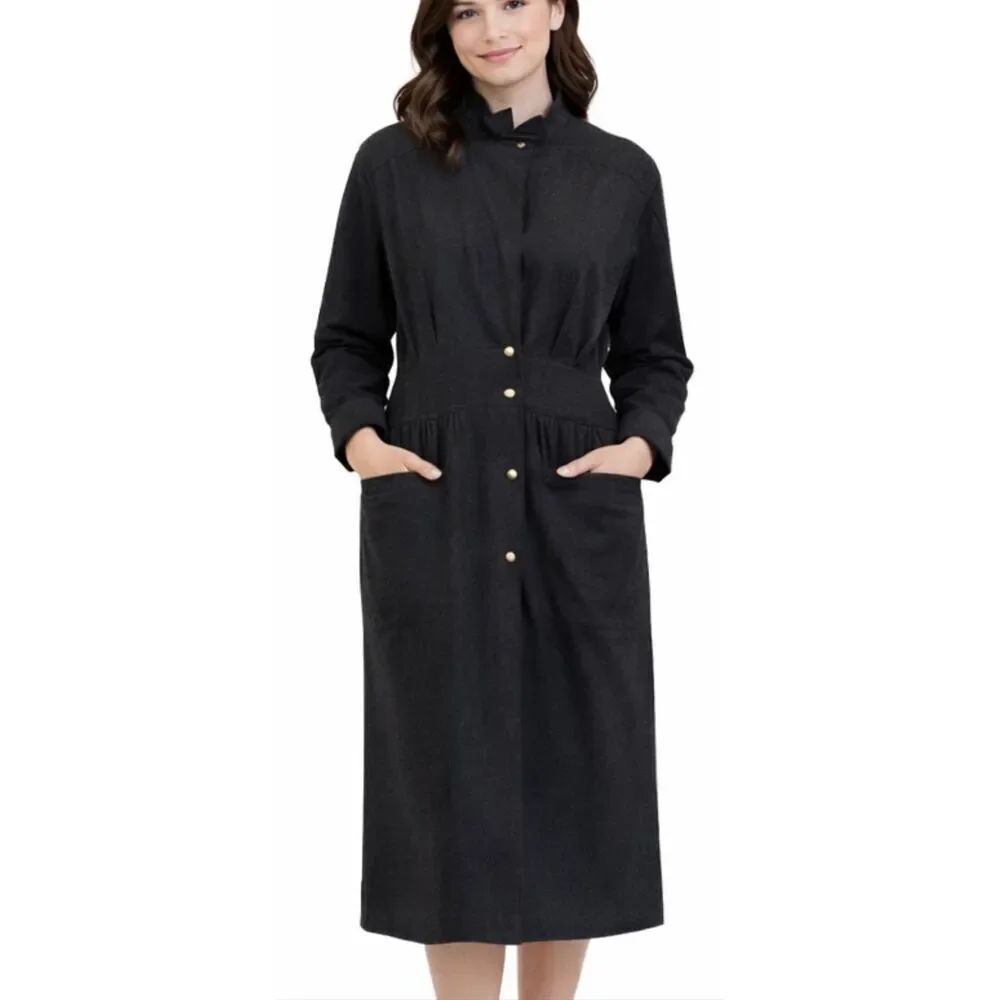 Harve Benard 100% wool vintage grey military style dress 4